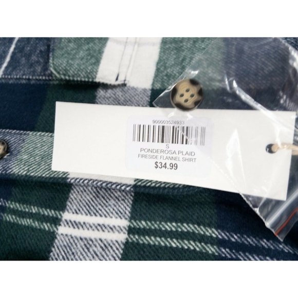 Natural Reflections Shirt Mens Small Green Blue Plaid Flannel Button Front NWT - Picture 4 of 11